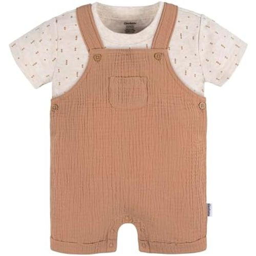 Gerber Baby Gauze Overall Romper and T-Shirt Set