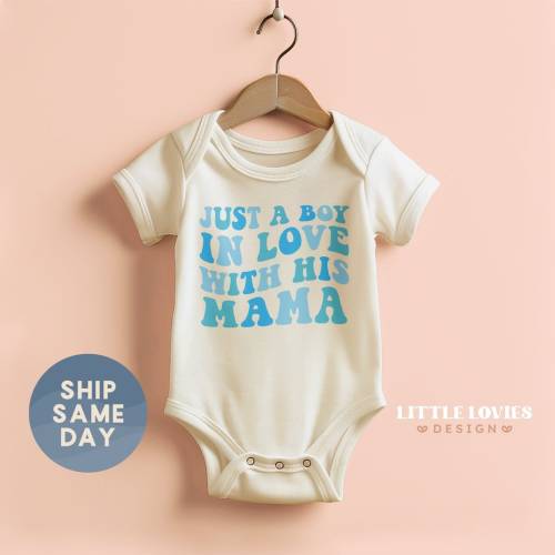 Just A Boy In Love With His Mama Onesie®, Best Mom Ever Gift For Baby Boy, Cute Baby Boy Onesie®, Infant Gifts, (CA-M74)