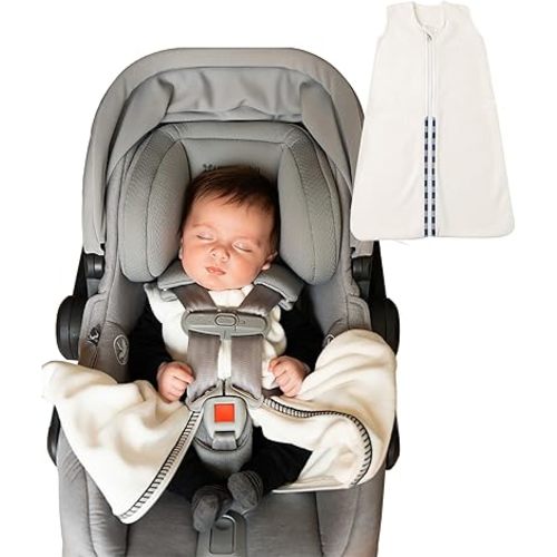 Buckle Me Baby Coats Sleep Sack | Car Seat Blanket | Car Seat to Crib Baby Wearable Blanket for Easy Transitions from Stroller, High Chair or Any 5 Point Harness | 0-4 Months Fleece Cream Blankie