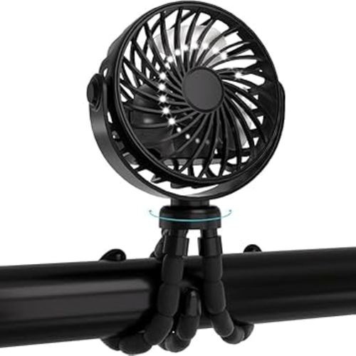 JYJZPB Mini Portable Stroller Fan Clip On for Baby with Flexible Tripod,3 Speed 360° Rotate Rechargeable Handheld Baby Stroller Fan,Cooling Baby Fan for Stroller & Car Seat,Crib,Bike,Treadmill,Travel