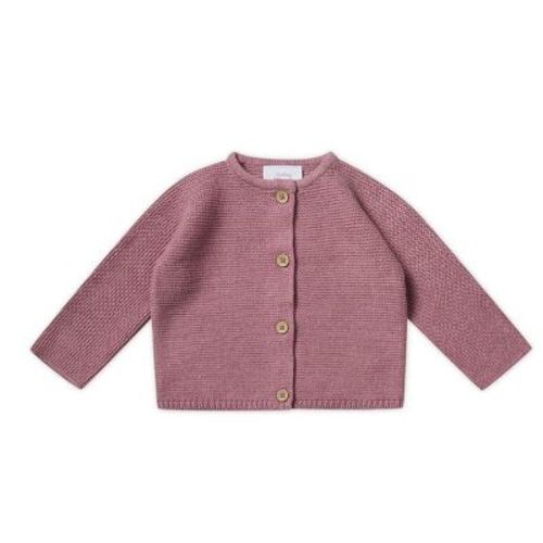 Stellou & Friends 100% Cotton Cardigan Sweater For Boys & Girls Ages 0-6 Years - Rose Pink Melange / 0-3 Months