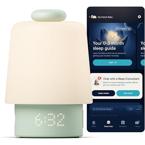 Hatch Baby Sound Machine, Night Light | Hatch Baby Model | Sleep Support | Registry Essential, Routine Builder, Time-to-Rise Alarm Clock, White Noise, Nursery Stories, Toddler Kids (Wi-Fi), Mint