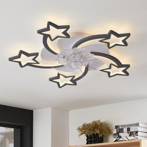 Wrought Studio™ 29.13 '' 6-Speed Dimmable Reversible Ceiling Fan With LED Lights And Remote Control | Wayfair