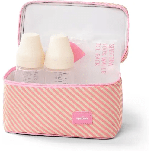 Spectra - Cooler Bag Storage Kit for Breast Milk - Pink (Ice Pack and 2 Wide Neck Bottles)