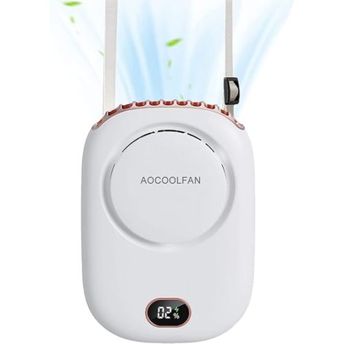 Portable Neck Fan, Mini Small Personal Handheld Fan USB Rechargeable 3 Speed for Girls Boys Woman Eyelash Travel Home Office Outdoor (White)