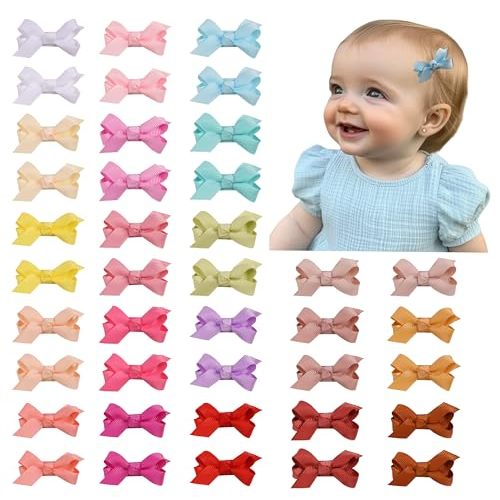 Ruyaa Mini Hair Bows Snap Clips for Baby Girls, 40pcs