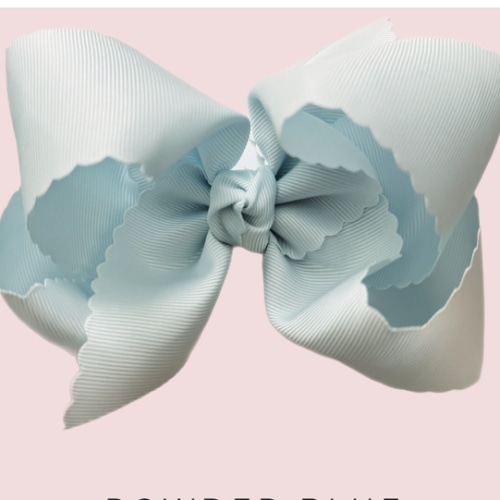 Powder Blue Scallop Edge Grosgrain Bow Headband