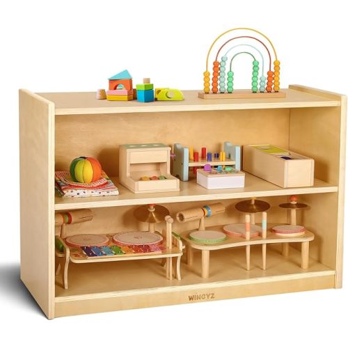 WINGYZ Wooden Storage Cabinet, 5-Section Montessori Bookshelf, Kids Toy Storage Organizer Book Shelf for Kids Rooms, Classroom, Playroom, Nursery, Preschool Book Shelves