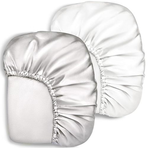 Pro Goleem 2 Pack Satin Crib Sheet for Baby Hair Care - Oeko-TEX Certified Silky Soft Fitted Mattress Cover 28x52 – Breathable & Gentle on Skin, Snug Fit for Standard Crib (White and Gray)