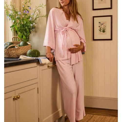 LAKE | Women | DreamModal Pajamas | Carnation Pencil Stripe Maternity Kimono Bundle