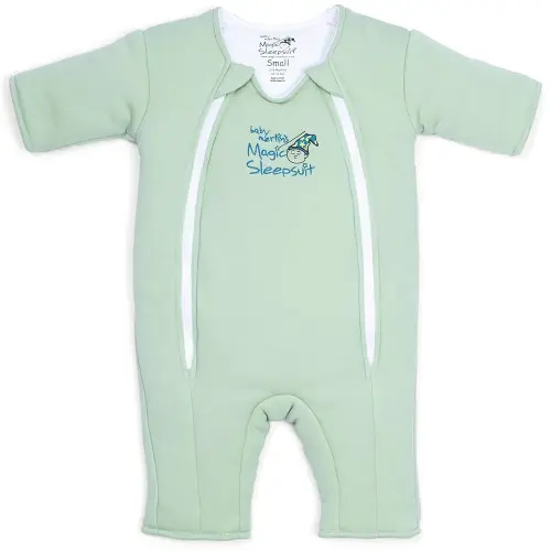 Magic Sleepsuit Baby Merlin's Cotton Baby Swaddle Transition Product - Soft and Cozy Design, Double Zipper for Easy Diaper Changes, Promotes Safe Sleep, 3-6 Months - Sage Green - Large 18-21lbs