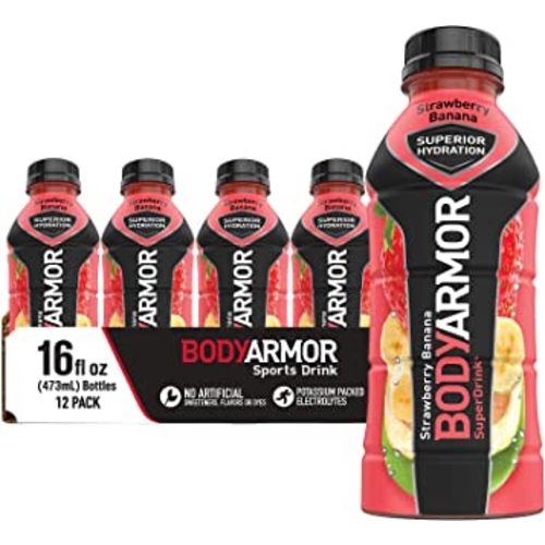 BODYARMOR Sports Drink Sports Beverage, Strawberry Banana, Natural Flavors With Vitamins, Potassium-Packed Electrolytes, Perfect For Athletes, 16 Fl Oz (Pack of 12)