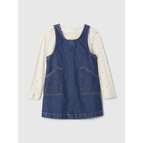 babyGap Denim Jumper Outfit Set in dark wash, size: 12-18 M