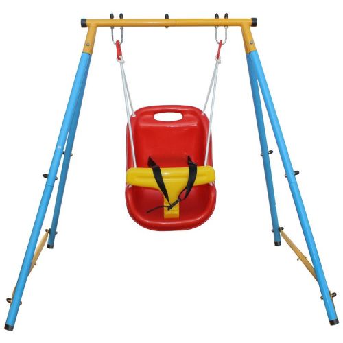 48.03"Baby Toddler Indoor/Outdoor Metal Swing Set with Safety Belt for Backyard,Multicolor