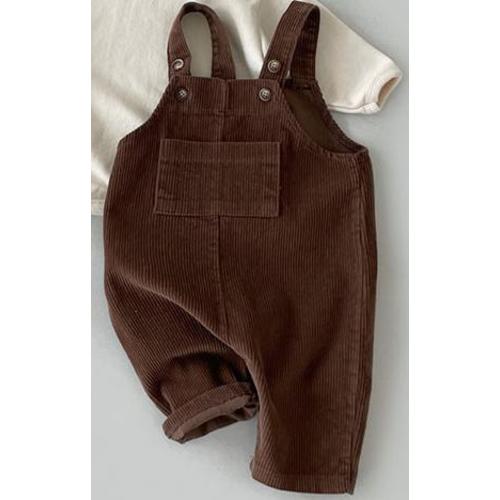Sleeveless Corduroy Overalls, Brown, 6M