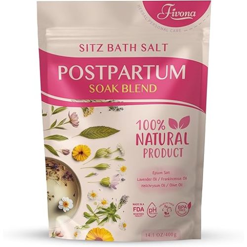 Postpartum Care Sitz Bath Salt - Soak Blend Epsom Salt with Essential Oils, Soothing Hemorrhoid Treatment, Perineal Healing After Birth, New Mom Essentials for Natural Post Partum Recovery