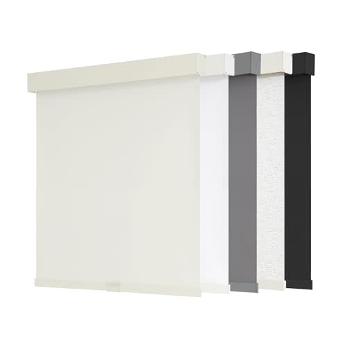 AOSKY Blackout Roller Shades Cordless Blinds for Windows, Free-Stop Shades with Valance, Thermal Insulated Fabric, UV Protection, Natural Woven Blinds for Home and Office (30" W x 72" H, Ivory)