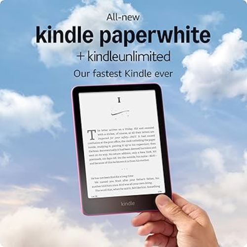 All-new Amazon Kindle Paperwhite (16 GB) – Our fastest Kindle ever, with new 7" glare-free display, and weeks of battery life – Raspberry + 3 Months Free Kindle Unlimited (with auto-renewal)