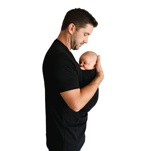 Lalabu Dad Shirt | Baby Carrier | Baby Wrap | Babywearing | for Dads (Large, Pure Black)