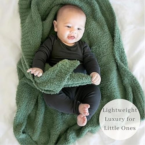 SARANONI Bamboni Luxury Baby Blanket (Olive, Receiving Blanket 30" x 40")
