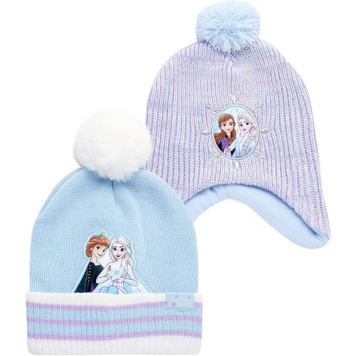 Disney Girls’ Frozen Winter Hat – 2 Pack Elsa, Anna, or Minnie Mouse Beanie with 3D Ears (4-7), Size Age 4-7, Frozen