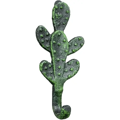 The Bridge Collection Cast Iron Cactus Hook for Wall - Metal Cactus Coat Rack for Southwestern, Desert, Boho Home Decor - Coat, Towel, Key Hook Prickly Pear Cactus Decor