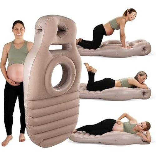 Inflatable Pregnancy Pillow, Full Body Maternity Airbed/Float with Hole for Tummy, The Best Pregnancy Pillow for Sleeping Prone, Maternity Pillow and Pregnancy Must Haves, Gray