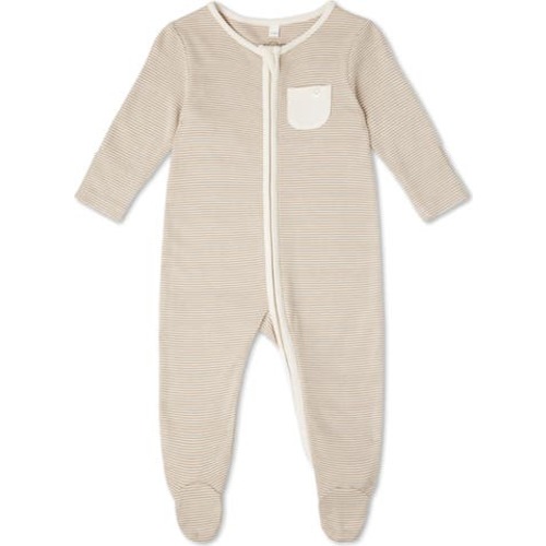 Clever Stripe Zip Fitted One-Piece Pajamas, Newborn