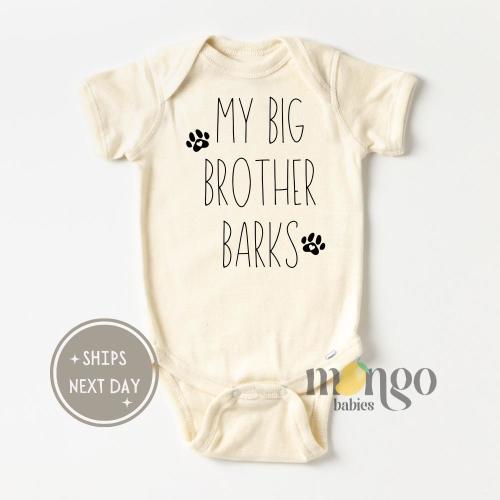 My Big Brother Barks Onesies® My Siblings Have Paws Shirt Baby Shower Gift for Baby Funny Pregnancy Announcement Personalized dog shirt Pet