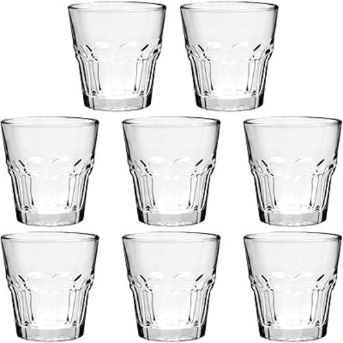 Rock Bar Stackable Beverage Glasses – Set Of 8 Dishwasher Safe Drinking Glasses For Soda, Juice, Milk, Coke, Beer, Spirits – 5oz Durable Tempered Glass Water Tumblers For Daily Use