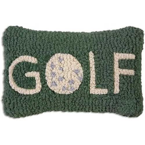 Artist-Designed Golf Hand-Hooked Wool Decorative Throw Pillow - Golf Pillow for Couches & Beds - Easy Care & Low Maintenance Golfer Pillow - Great Gift for Dad