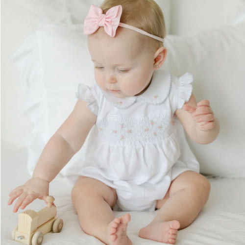 Charlotte's Classics Smocked Bubble - Sky Blue; 3 months