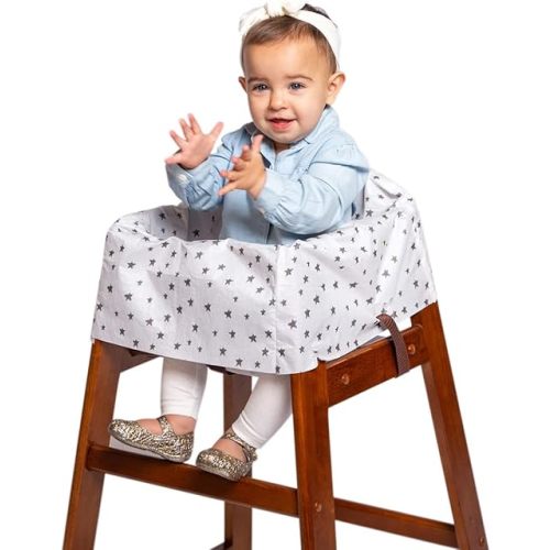 J.L. Childress Healthy Habits by Disposable Restaurant High Chair Cover Individually Wrapped for Travel Convenience, Stars/Hearts/Arrows - Pack of 12