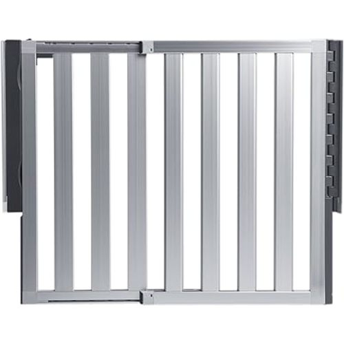 Munchkin® Loft Hardware Mounted Baby Gate for Stairs, Hallways and Doors, Extends 26.5"- 40" Wide, Silver Aluminum