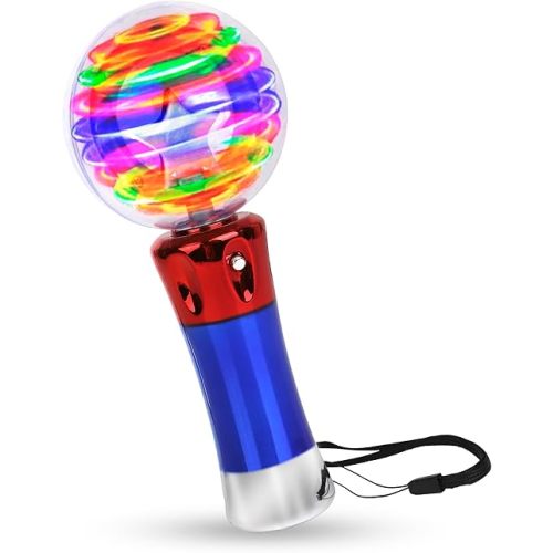 Toysery Magic Ball Wand for Kids, Spinning Light Up Wand LED Toy for Boys and Girls. Provides Thrilling Light Show Autism Sensory Toys with 3 AA Batteries (Not Included).
