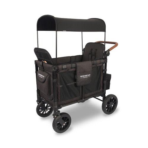Wonderfold W2 Luxe Multifunctional Double Stroller Wagon - Charcoal Black