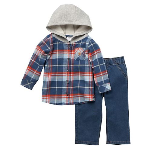Carhartt® Long Sleeve Flannel Hooded Shirt and Denim Work Pant Set in BlueCarhartt®  - 6 Months Long Sleeve Flannel Hooded Shirt and Denim Work Pant Set in BlueCarhartt® Long Sleeve Flannel Hooded Shirt and Denim Work Pant Set in BlueCarhartt®