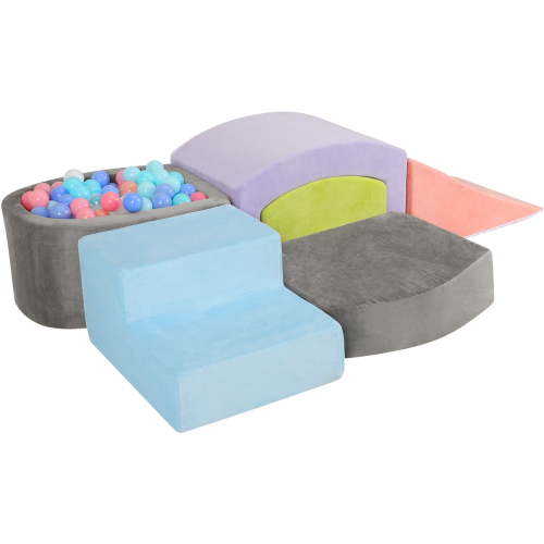 6 in 1 Foam Climbing Blocks for Toddlers Aged 1-3, Soft Foam Climber PlaySet with 100Pcs Balls Soft Playset