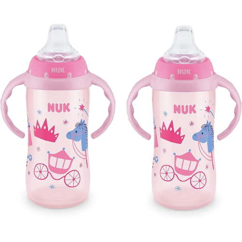 2 Pack Nuk 10 Ounce Soft Spout Large Learner Sippy Cup With Handles Girls Pink