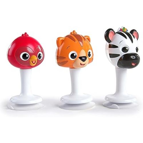 Baby Einstein Rattle & Jingle Trio High Chair Suction Toys Take-Along Musical Rattle Set Age 6 Months +, Multicolor, 3 Count