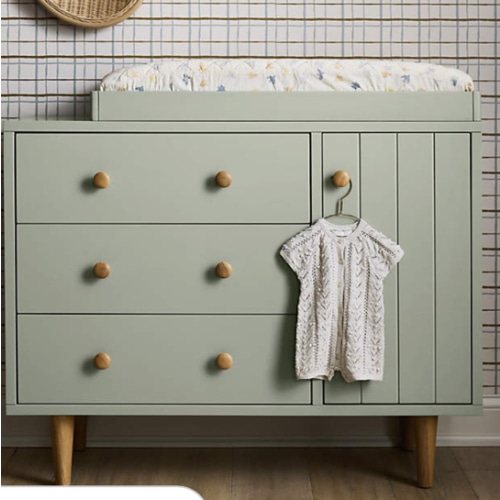 Finn Sage Green Wood Baby Changing Table Topper