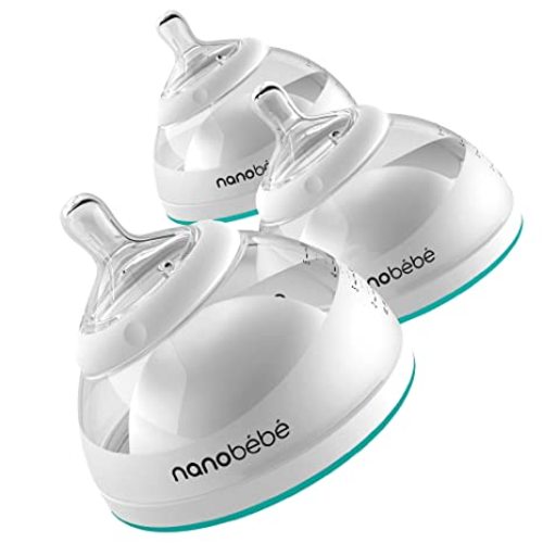 Nanobebe Breastmilk Baby Bottle (Award Winning Innovation for Breastfed Babies), Breastfeeding&nbsp;Newborn&nbsp;Breast Like, Anti Colic, Perfect Latch, Preserves Breast&nbsp;Milk nutrients, 3-Pack, Teal - 3 Count