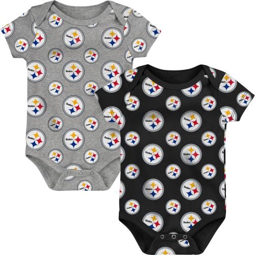 Newborn & Infant Pittsburgh Steelers Black/Gray Two-Pack Double Up Bodysuit Set