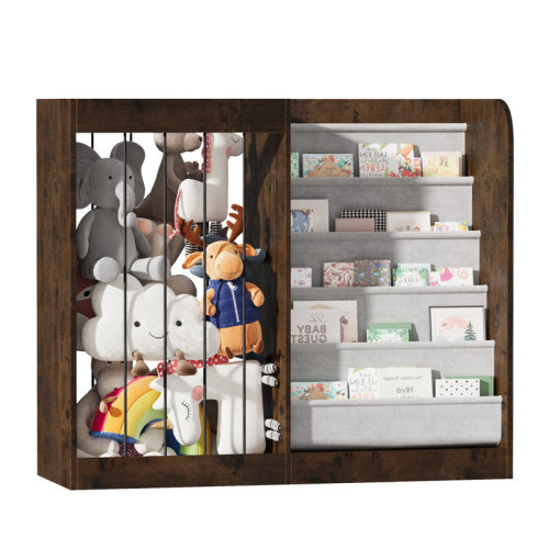 Latitude Run® Kids Bookshelf And Toy Storage Organizer - 5 Tier Book Shelf With Tuffed Animal Storage Organizer, Stuffed Animal Zoo Shelf With Elastic Rope, Toddler Baby Childrens Bookshelf, For Bedroom Playroom Classroom & Reviews | Wayfair