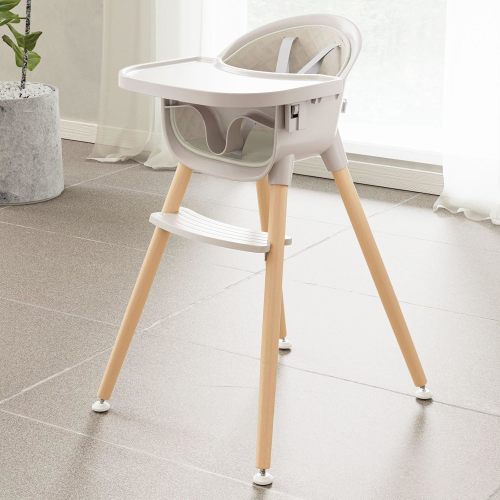 3-in-1 Wooden High Chair for Babies and Toddlers,Convertible Easy Clean Infant Highchair,Silla Modern Design para Comer De Bebe