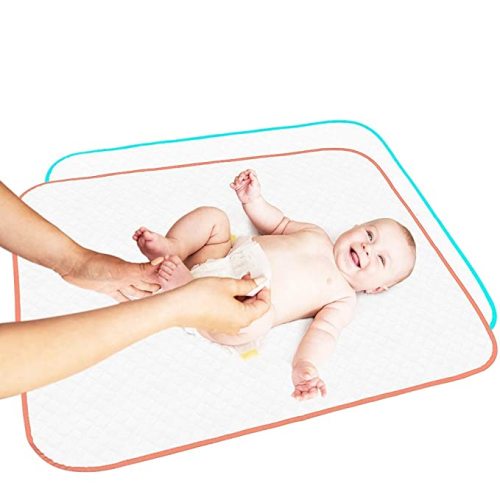 Portable Changing Pad - Waterproof Reusable Baby Changing Mats for Girls Boys - Large Size 25.5”x31.5” Pack of 2 - Reinforced Seams & Free Storage Bag - Change Diaper Mat On The Go - Warranty 2 y - Large Pack of 2