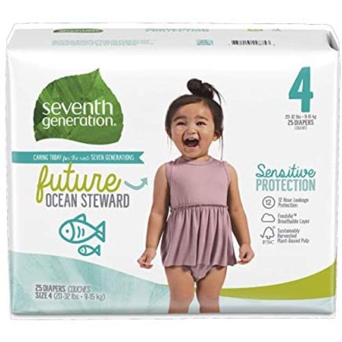 Seventh Generation Baby Diapers, Sensitive Protection, Size 4, 25 Count