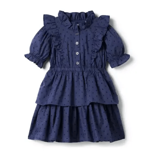 Girl Merchant Marine Textured Dot Tiered Dress by Janie and Jack