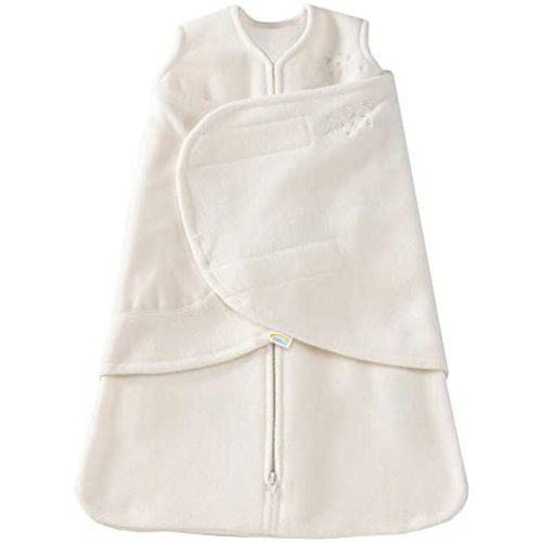 HALO Micro Fleece Sleepsack Swaddle, 3-Way Adjustable Wearable Blanket, TOG 3.0, Cream, Small, 3-6 Months