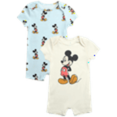 Disney Baby Boys Romper - 2 Pack Tiger Pooh Mickey Mouse Short Sleeve Bodysuit for Boys (Newborn/Infant)